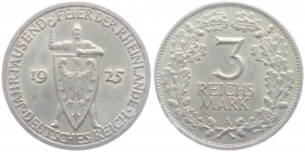 Weimarer Repubik - J 321 - 1925 A - Rheinlande - 3 Mark - vz