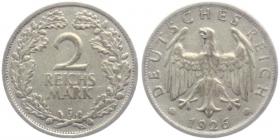 Weimarer Republik - J 320 - 1926 G - 2 Reichsmark - vz