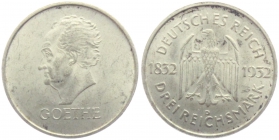 Weimarer Republik - J 350 - 1932 D - Goethe - 3 Reichsmark - gutes vz