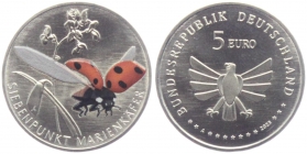 BRD - 2023 - Siebenpunktmarienkäfer - Serie: Wunderwelt Insekten - 5 Euro - bfr.