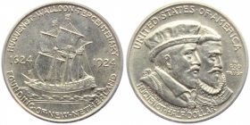 USA - 1924 - Huguenot Walloon Tercentenary - Segelschiff - Coligny & Wilhelm von Oranien- Serie: USA- Bundesstaaten - 1/2 Dollar - st