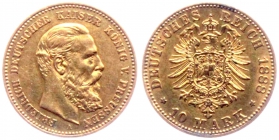 Preussen - J 247 - 1888 A - Friedrich III. (1888) - 99-Tage-Kaiser - 10 Mark - vz min. RF