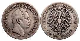 Hessen - J 66 - 1876 H - Ludwig III. (1848-1877) - 2 Mark - s-ss