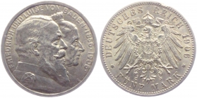 Baden - J 35 - 1906 - Friedrich I. (1852-1907) mit Ehefrau Luise zur Goldenen Hochzeit - 5 Mark - vz - RF