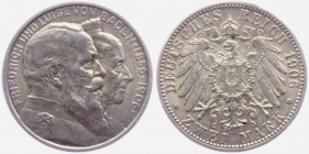 Baden - J 34 - 1906 - Friedrich I. (1852-1907) mit Ehefrau Luise zur Goldenen Hochzeit - 2 Mark - vz