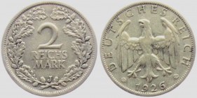 Weimarer Republik - J 320 - 1926 J - 2 Reichsmark - vz