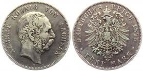 Sachsen - J 122 - 1875 E - Albert (1873-1902) - 5 Mark - ss