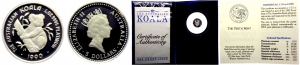 Australien - 1990 - Platin Koala - 5 Dollars - PP im Folder mit Echtheitszertifikat