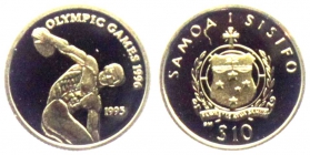Samoa - 1995 - Olympische Spiele 1996 in Atlanta - Diskuswerfer - 10 Dollars - 1/25 Unze - PP
