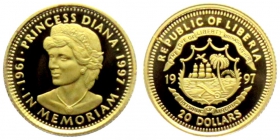 Liberia - 1997 - Prinzessin Diana - 20 Dollars - 1/25 Unze - PP