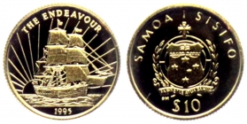 Samoa - 1995 - Segelschiff Endeavour - 10 Dollars - 1/25 Unze - PP