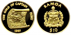 Samoa - 1997 - Das Gold des Kapitän Flint - Die Schatzinsel - 10 Dollars - 1/25 Unze - PP