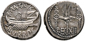 Römische Kaiserzeit - Marcus Antonius (83 - 30 v. Chr.) - Denar - vz