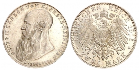 Sachsen-Meiningen - J 154 - 1915 D - Georg II. (1866-1914) - Auf seinen Tod mit Lebensdaten - 2 Mark - st