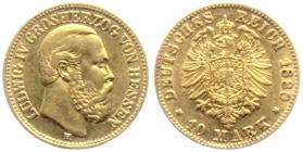 Hessen - J 219 - 1880 H - Großherzog Ludwig IV. (1877-1892) - 10 Mark - ss-vz
