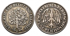 Weimarer Republik - J 331 - 1928 D - Eichbaum - 5 Reichsmark - ss-vz