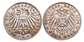 Lübeck - J 83 - 1904 A - großes Stadtwappen - 5 Mark - ss-vz