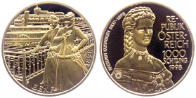 Österreich - 1998 - Sissi - Kaiserin Elisabeth von Österreich - 1000 Schilling - PP in Box