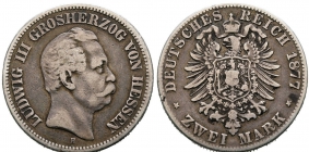 Hessen - J 66 - 1877 H - Großherzog Ludwig III. (1848-1877) - 2 Mark - s-ss