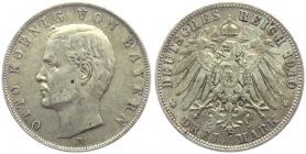 Bayern - J 47 - 1910 D - König Otto (1886-1913) - 3 Mark - ss-vz
