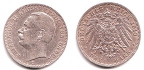 Baden - J 39 - 1910 G - Friedrich II. (1907 - 1918) - 3 Mark - ss-RF