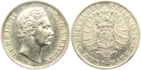 Bayern - J 41 - 1876 D - König Ludwig II. (1864 - 1886) - 2 Mark - f.st min. RF