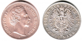 Bayern - J 41 - 1876 D - König Ludwig II. (1864 - 1886) - 2 Mark - vz-st