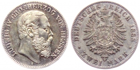 Hessen - J 68 - 1888 A - Ludwig IV. (1877-1892) - 2 Mark - ss-vz