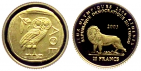 Kongo - 2003 - Eule von Athen - 20 Francs - PP