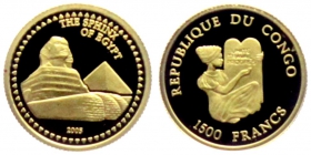 Kongo - 2005 - Phyramiden und Sphinx in Ägypten - 1500 Francs - PP