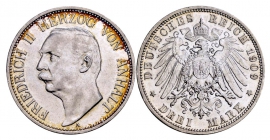 Anhalt - J 23 - 1909 A - Friedrich II. (1904-1918) - 3 Mark - vz+