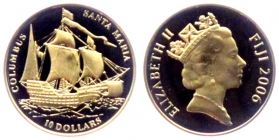 Fiji - 2006 - Kolumbus - Santa Maria Segelschiff - 10 Dollars - PP