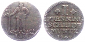 Braunschweig-Calenberg-Hannover - 1747 IBH -  Georg II. (1727-1760) - Wilder Mann - 1 Pfennig - s-ss