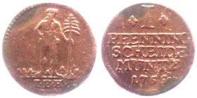 Braunschweig-Calenberg-Hannover - 1755 IBH -  Georg II. (1727-1760) - Wilder Mann - 1 Pfennig - ss