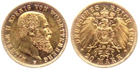 Württemberg - J 296 - 1894 F - Wilhelm II. (1891-1918) - 20 Mark - f.st