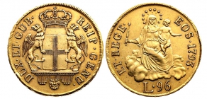 Italien - Genua - 1793 - Republik Genua - Madonna mit Kind - 96 Lire - vz-RF