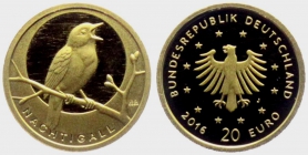 BRD - 2016 J - Heimische Vögel - Nachtigall - 20 Euro - 1/8 Unze - st/BU