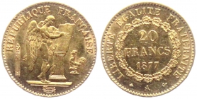 Frankreich - 1877 A - stehender Genius - 20 Francs - f.vz