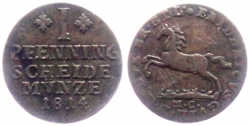 Braunschweig-Wolfenbüttel - 1814 MC - Friedrich Wilhelm (1806-1815) - 1 Pfennig - ss+
