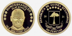 Äquatorial Guinea - 2021 - Bundeskanzler Olaf Scholz - 500 Peseten - PP