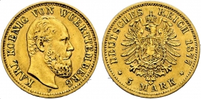 Württemberg - J 291 - 1877 F - Karl von Württemberg (1864-1891) - 5 Mark - ss-vz