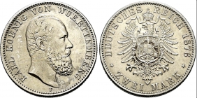 Württemberg - J 172 - 1876 F - Karl von Württemberg (1864-1891) - 2 Mark - vz