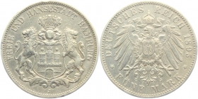 Hamburg - J 65 - 1895 J - Stadtwappen - 5 Mark - ss