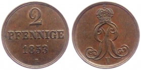 Braunschweig-Calenberg-Hannover - 1853 B - Georg V. (1851-1866) - 2 Pfennig - st