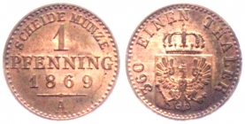 Preussen - 1869 A - Wilhelm I. (1861-1888) - 1 Pfennig - st