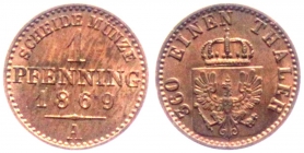 Preussen - 1869 A - Wilhelm I. (1861-1888) - 1 Pfennig - st