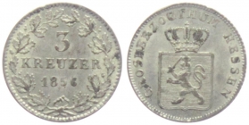 Hessen-Darmstadt - 1856 - Ludwig III. (1848-1877) - 3 Kreuzer - f.st