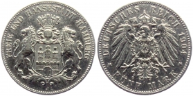 Hamburg - J 65 - Stadtwappen - 5 Mark - ss-vz