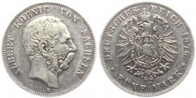 Sachsen - J 122 - 1876 E - Albert (1873-1902) - 5 Mark - ss