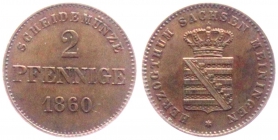 Sachsen-Meiningen - 1860 - Bernhard Erich Freund (1803-1866) - 2 Pfennig - st